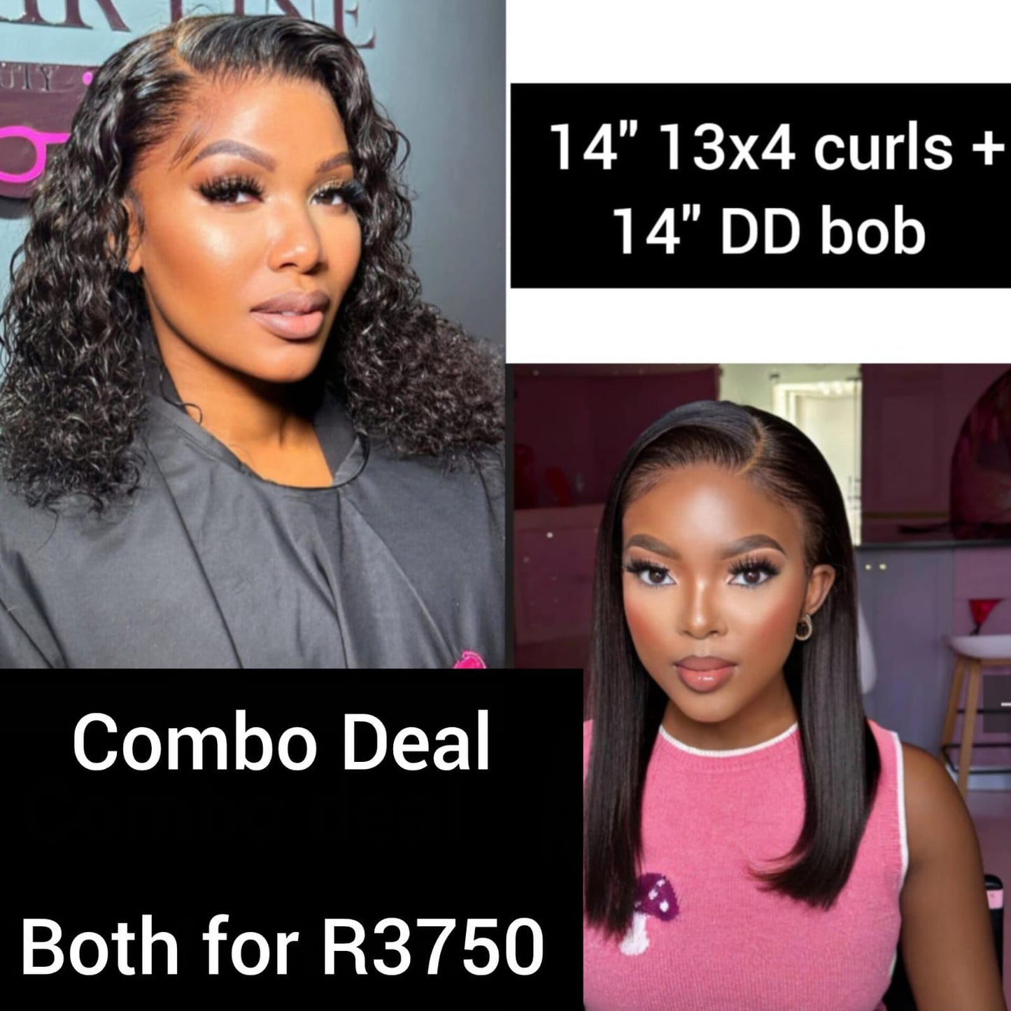 Combo: 14inch 13x4 Curls + 14inch 13x4 Bob