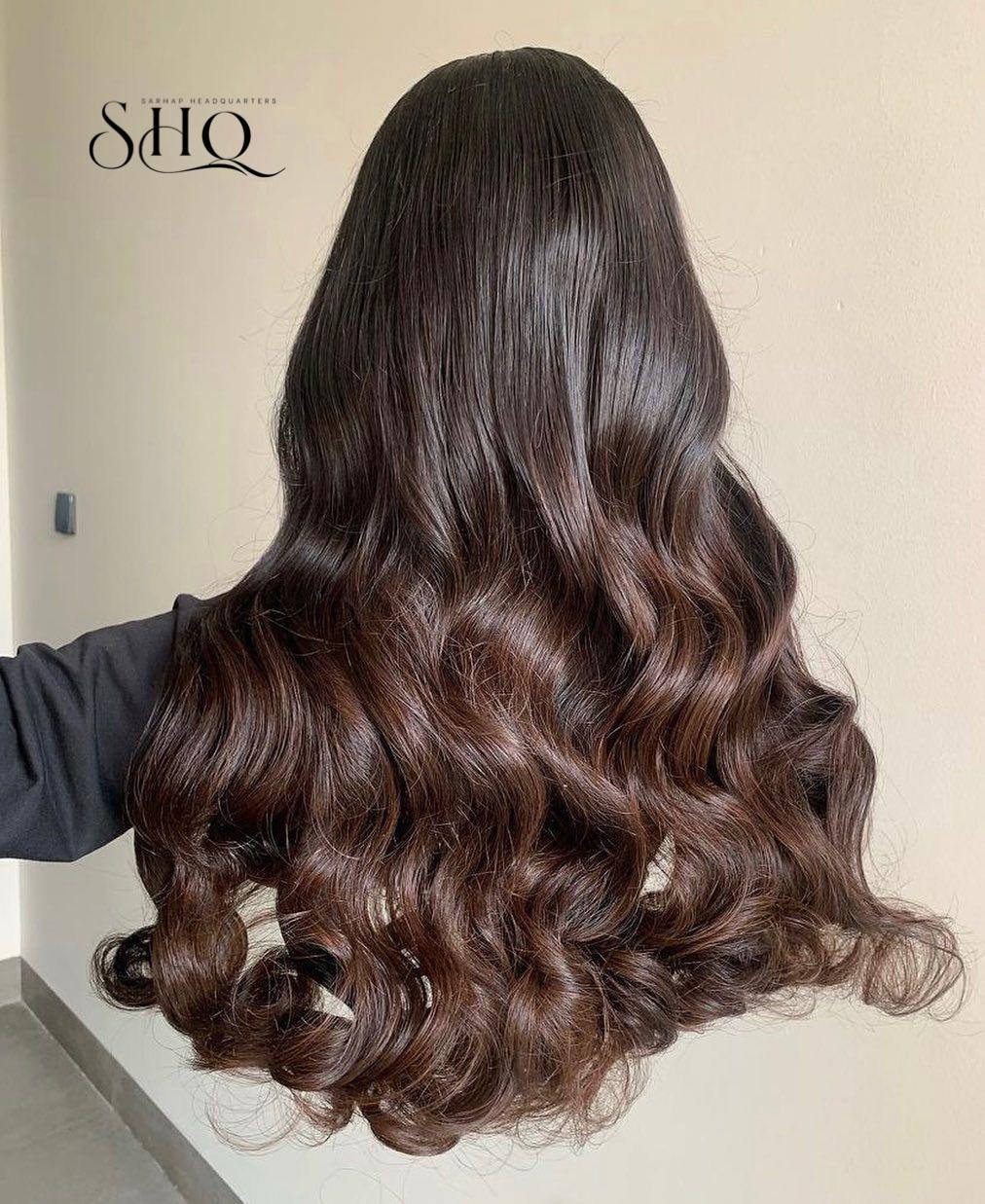 5x5 Lace Wig Mahogany Burgundy with non Permanent BodyWaves