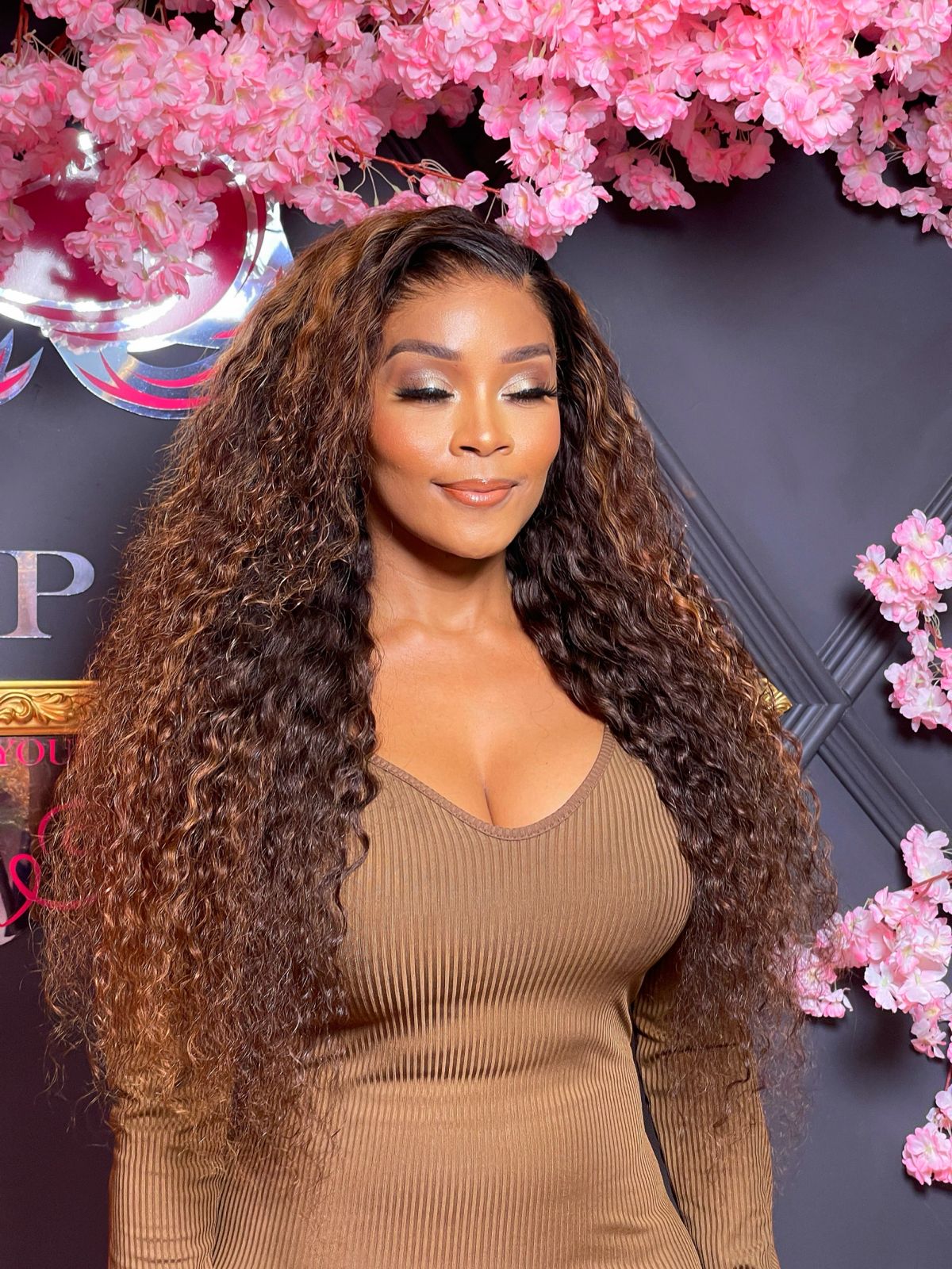 Golden Balayage Ombre Full Frontal Curls Ombre Super Double Drawn