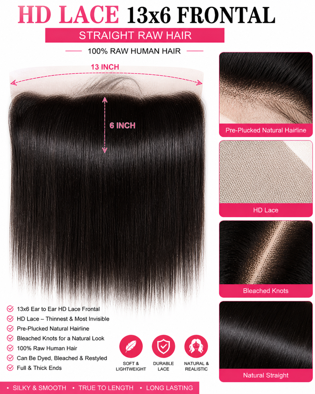 HD LACE 13X6 FRONTAL CLOSURES STRAIGHT