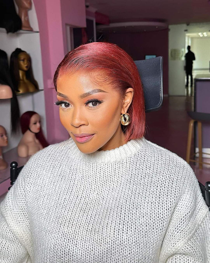 Crimson - Red 8inch Super Double Drawn Frontal Straight