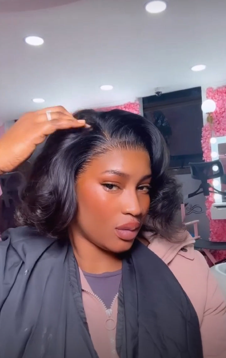 10inch Super Double Drawn Trimmed Wavy Wig