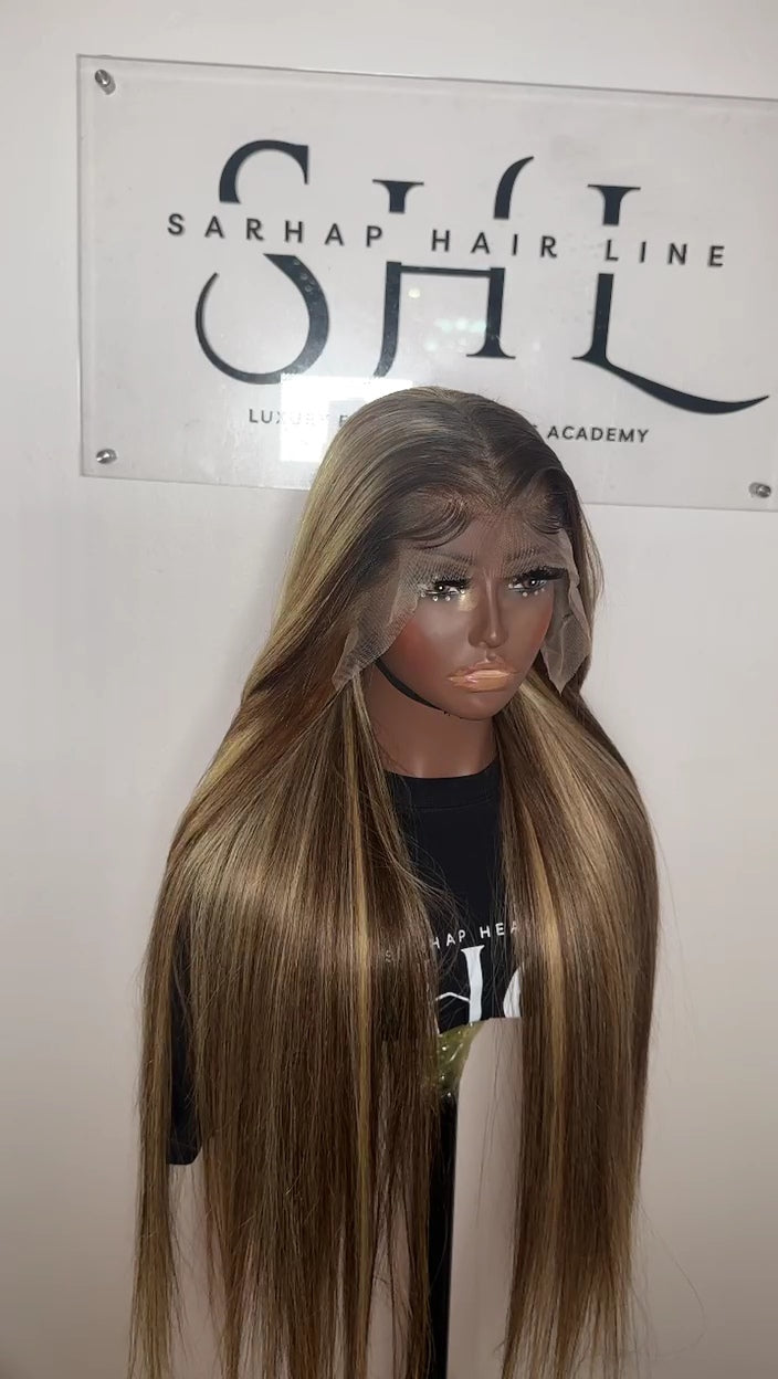 Honey Blonde with brown Undertones Full Frontal Straight