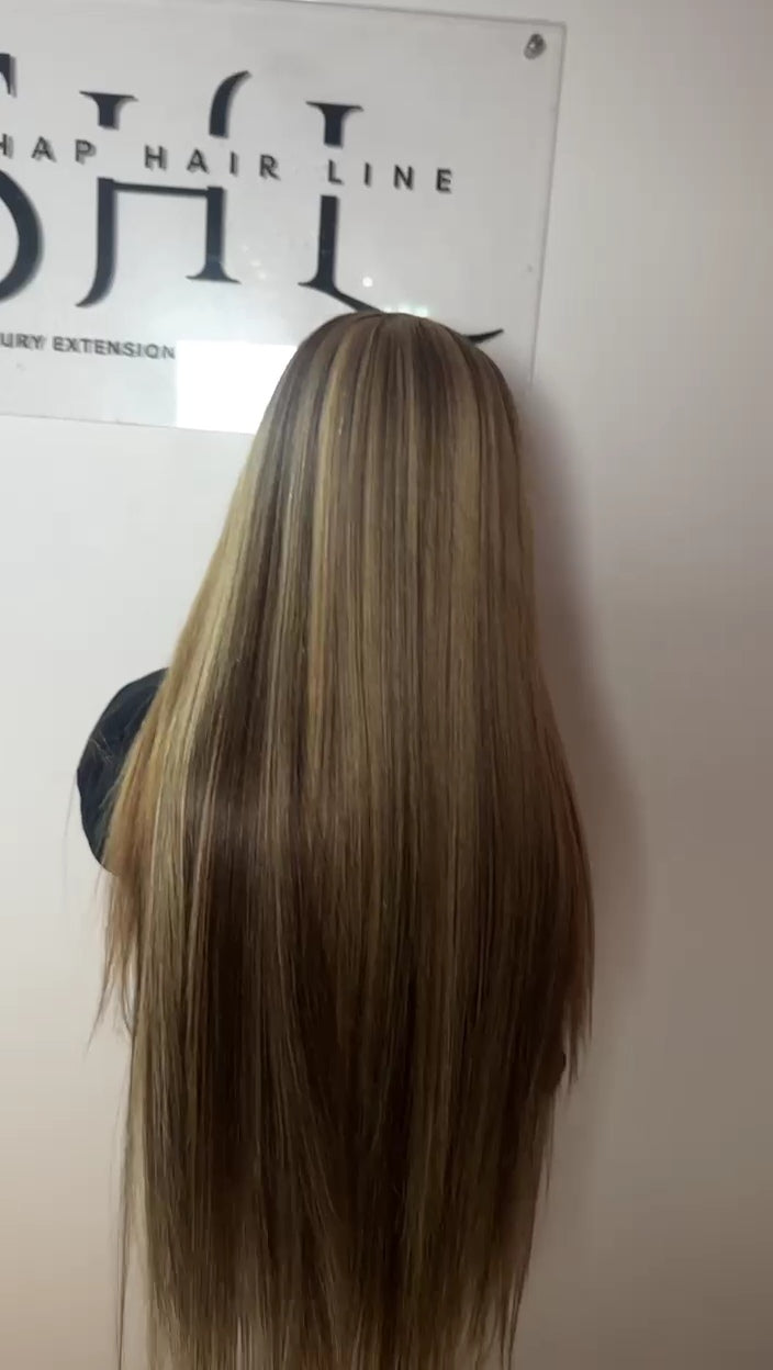 Honey Blonde with brown Undertones Full Frontal Straight