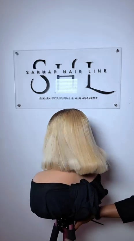 Blonde 613 with Dark Brown Roots Premium Bob