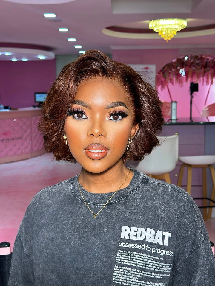 10inch Trimmed Super Double Drawn Cinnamon Bob