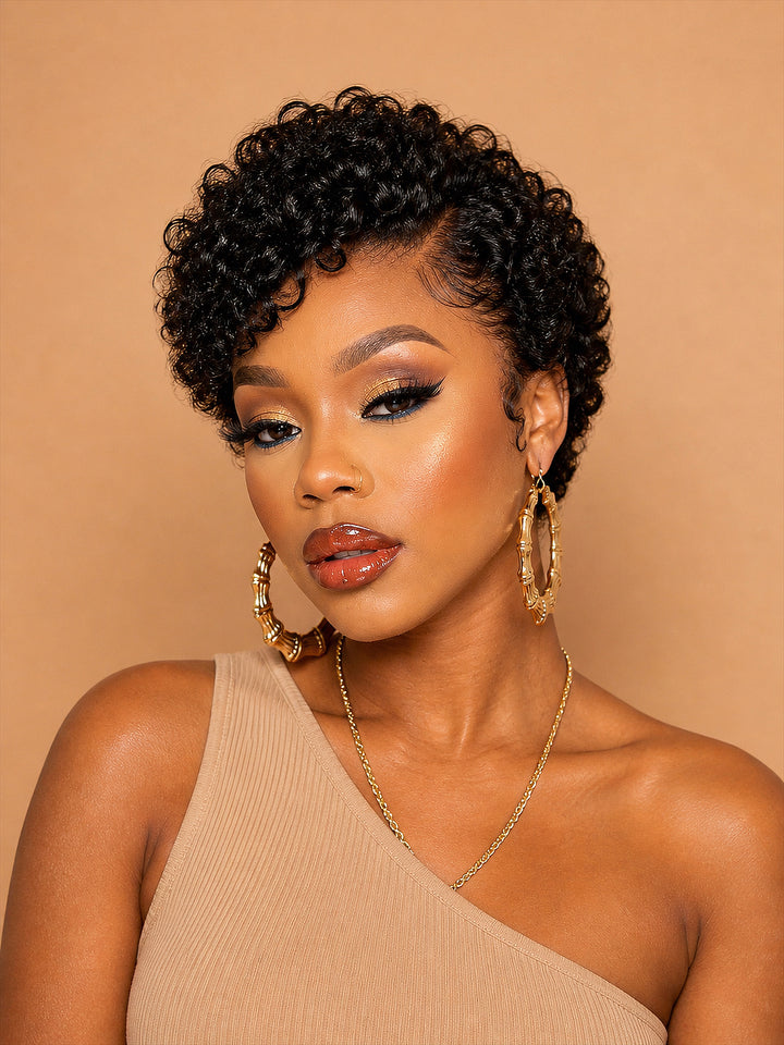 RAW SHORT PERM CURL WIG FRONTAL