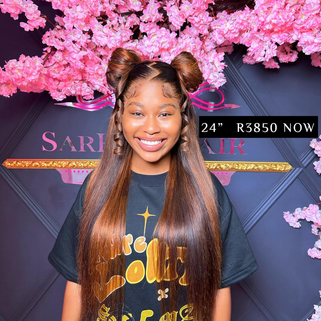 Caramel Brown Full Frontal Straight Sarhap Hair Line