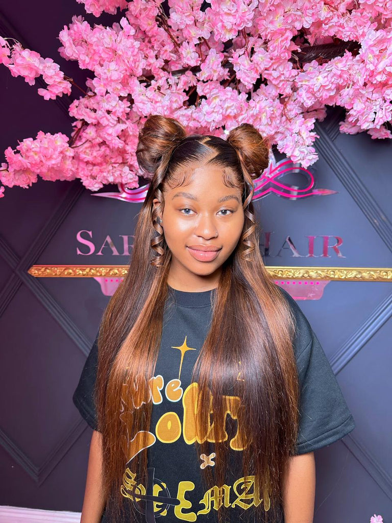 Caramel Brown Full Frontal Straight Sarhap Hair Line