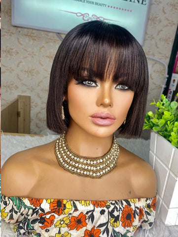 6inch fringe bob straight