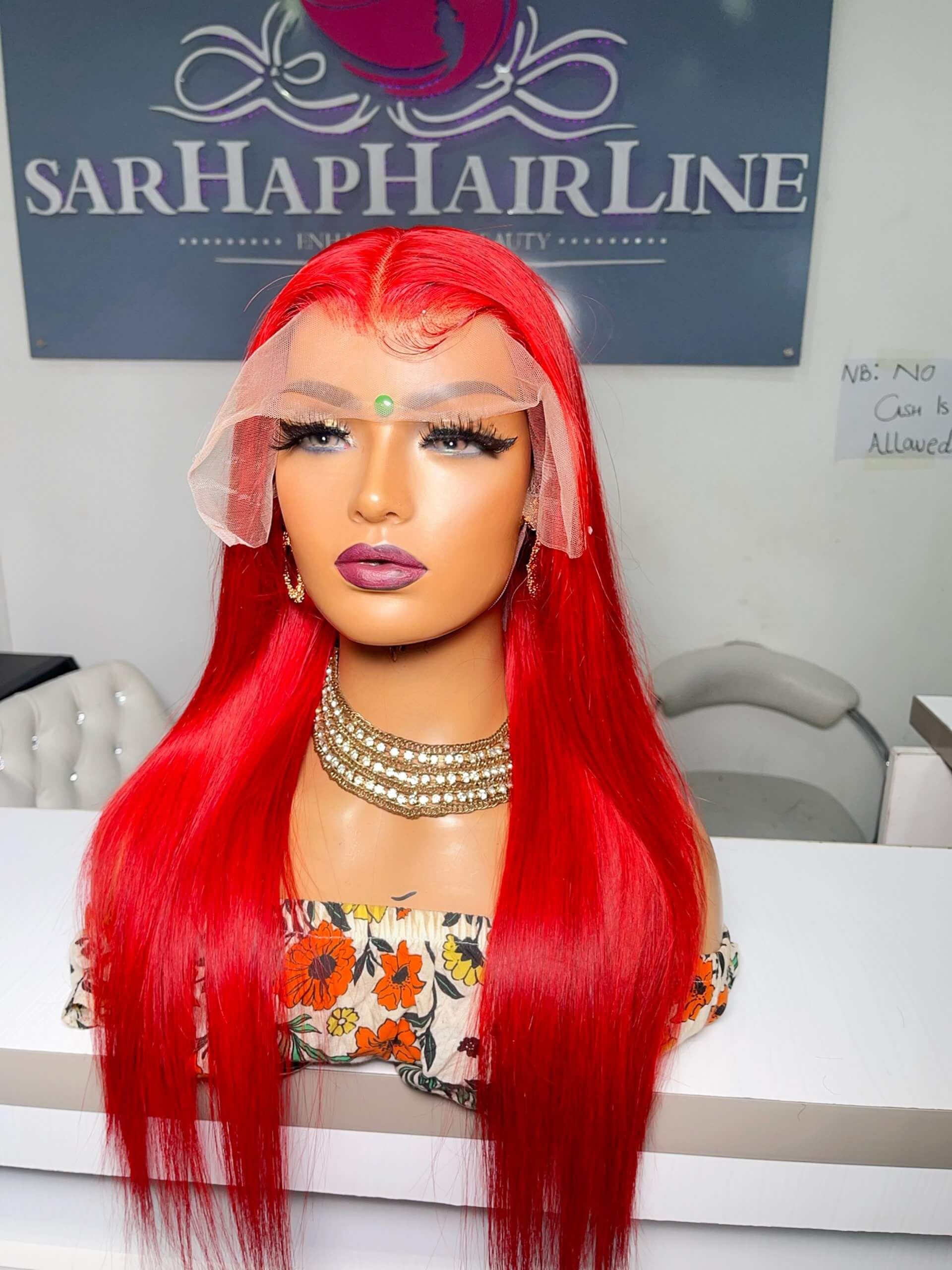Cherry Red Frontal Straight Wig