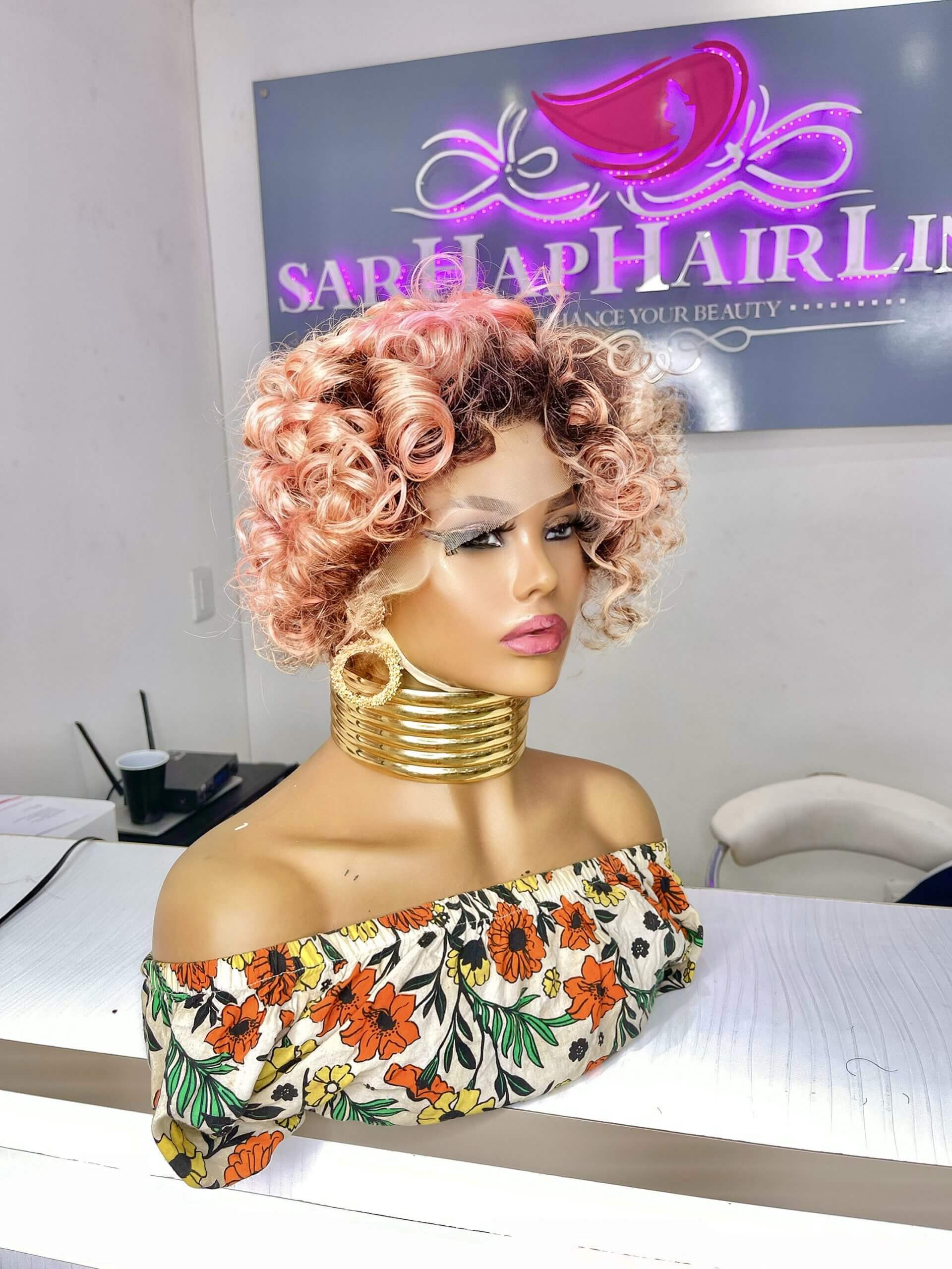 Pink Gorgeous Perm 613 blonde wig