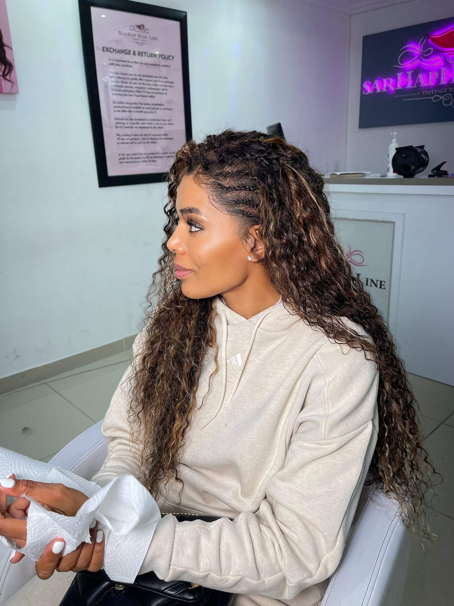 Connie Ferguson's Vietnamese Curly Highlight With Braids in Front