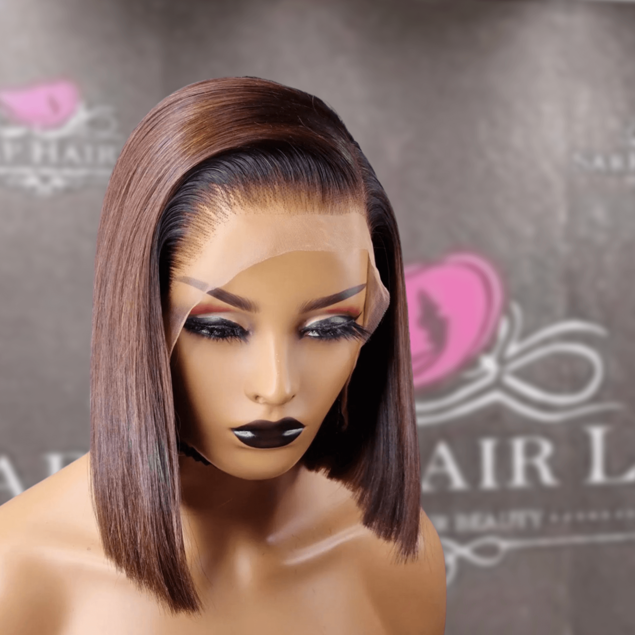 Dark Chocolate 4# straight frontal wigs